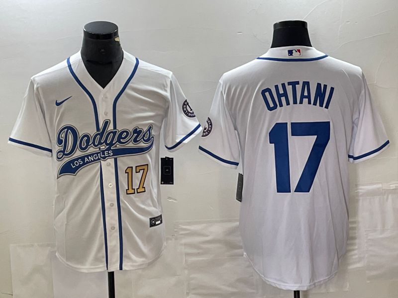 Men Los Angeles Dodgers #17 Ohtani White Nike Game MLB Jersey style 4->los angeles dodgers->MLB Jersey